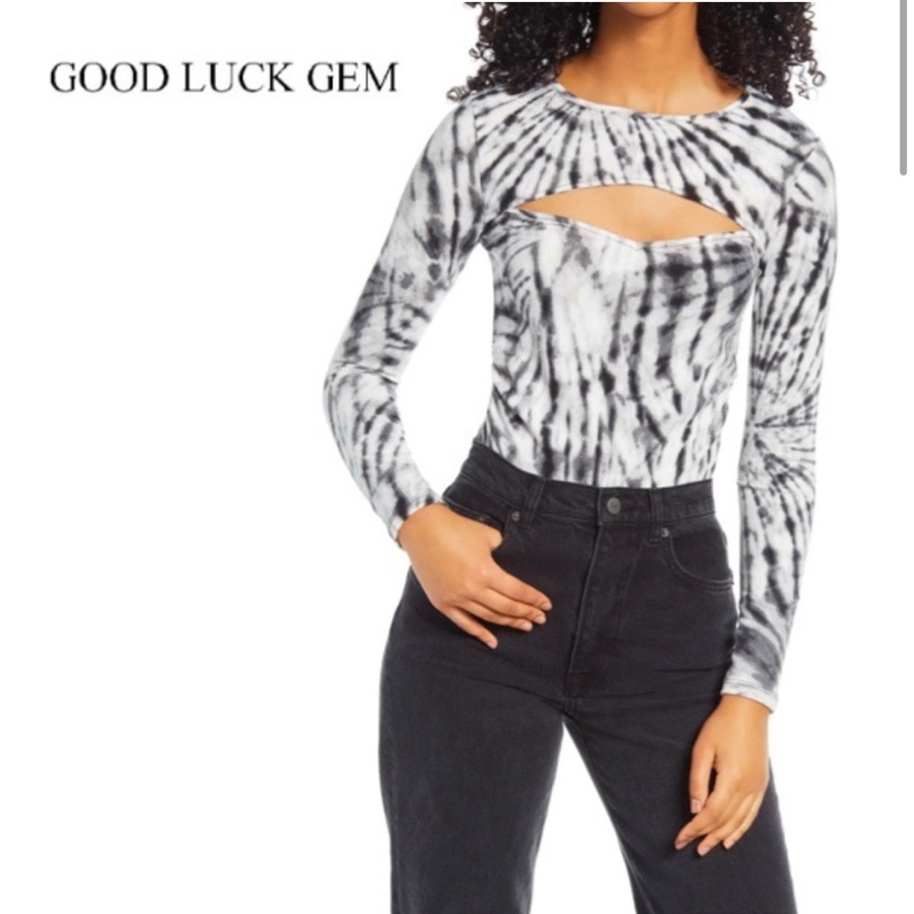 GOOD LUCK GEM Black White Tie Dye Top